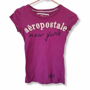 XS Purple Aeropostale Embroidered Crewneck T-shirt